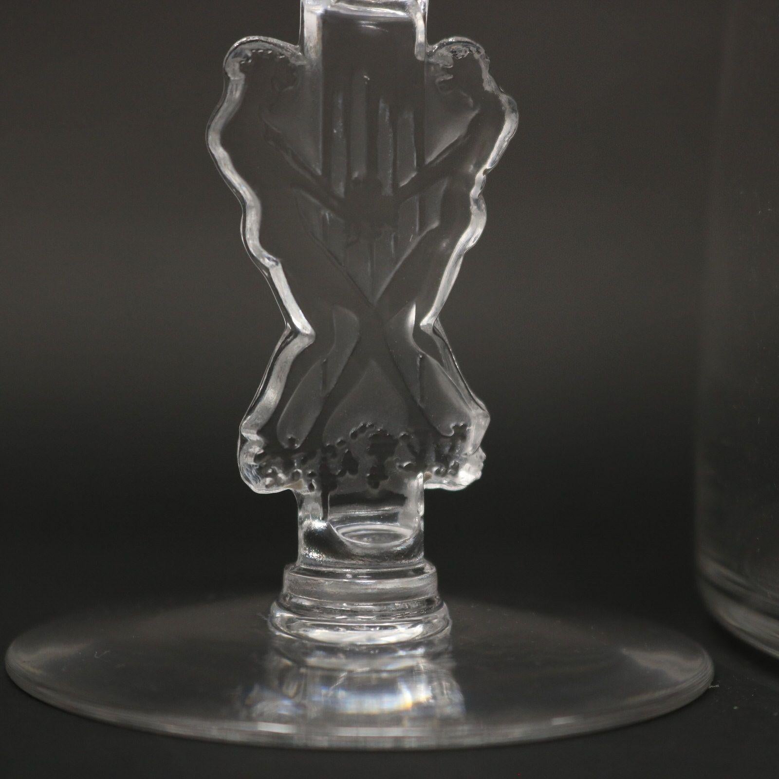 Early 20th Century Rene Lalique Glass Decanter with Pair of Glasses 'Strasbourg' Design