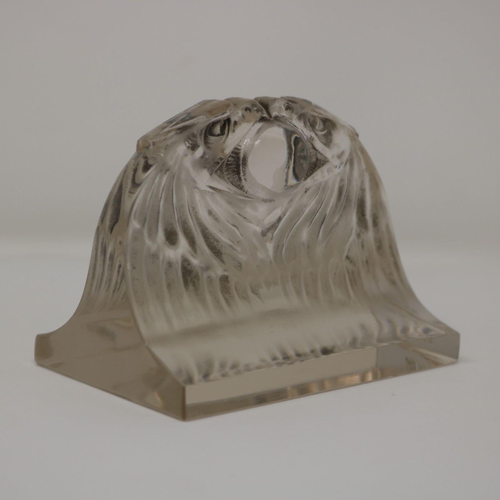 Rene Lalique Glass 'Deux Aigles' Paperweight For Sale 2