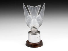 Rene Lalique Glass Hirondelle / Swallow Car Mascot with Mount 20th Century