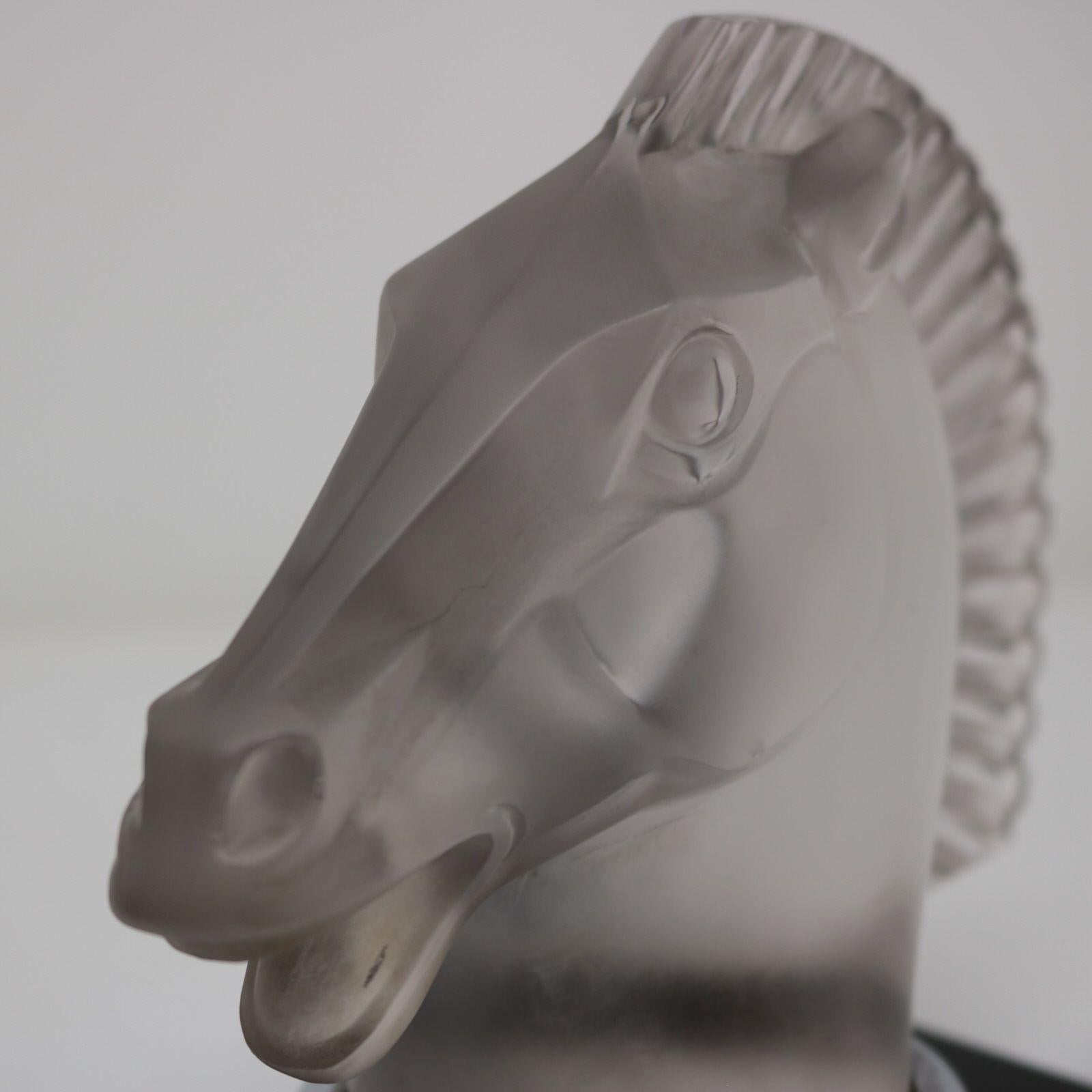 Rene Lalique Glass 'Longchamp B' Horse Head Mascot For Sale 3