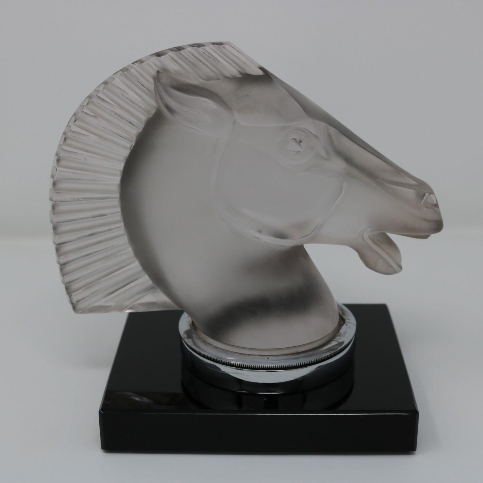 Rene Lalique Glass 'Longchamp B' Horse Head Mascot For Sale 1
