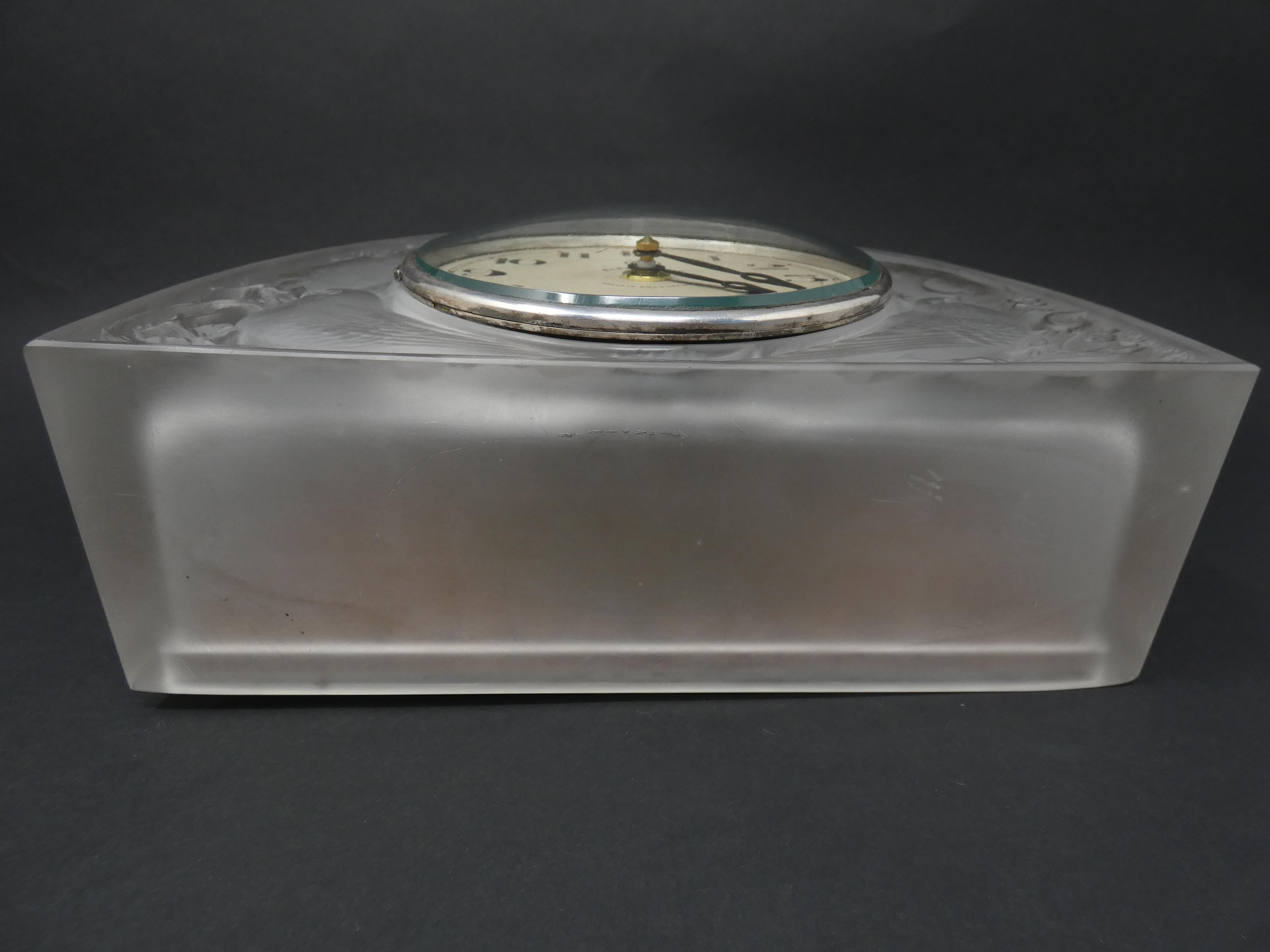 René Lalique Glass 'Moineaux' Sparrows Clock 3