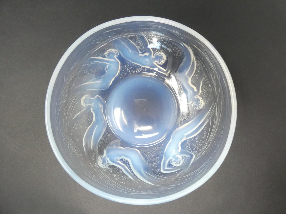 Art Deco Rene Lalique Glass Opalescent Ondines Bowl For Sale