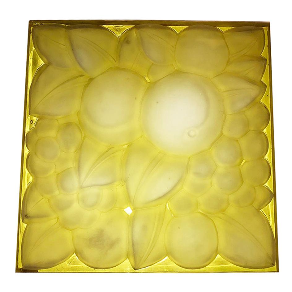 Rene Lalique Glass Panel "Fruits" For Sale