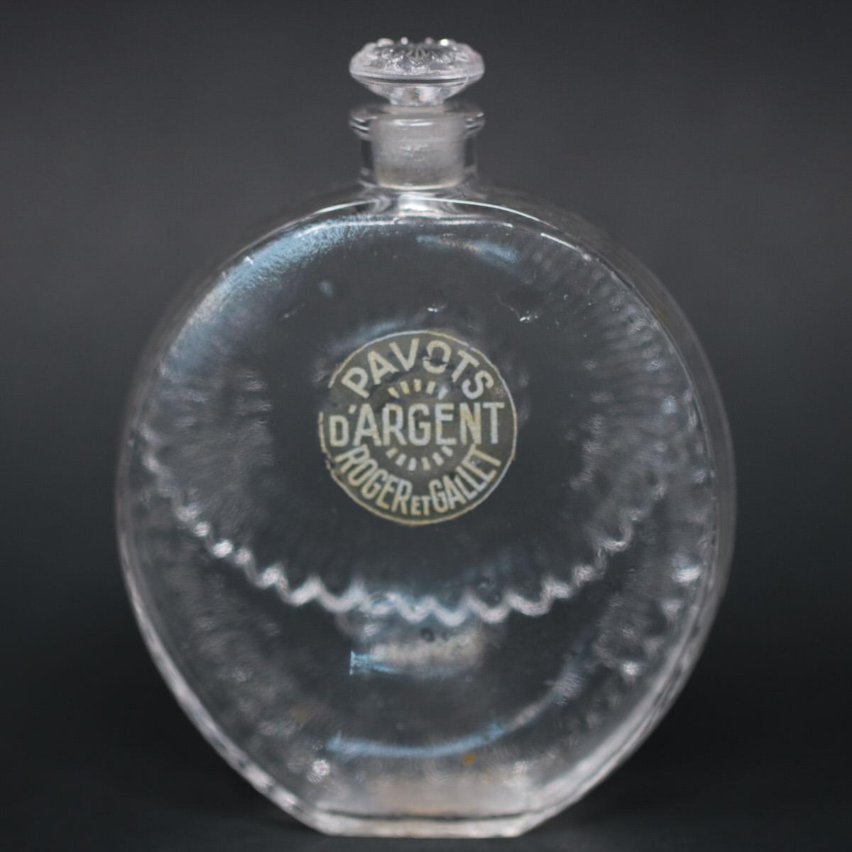 Art Deco René Lalique Glass Pavots D'Argent Perfume Bottle
