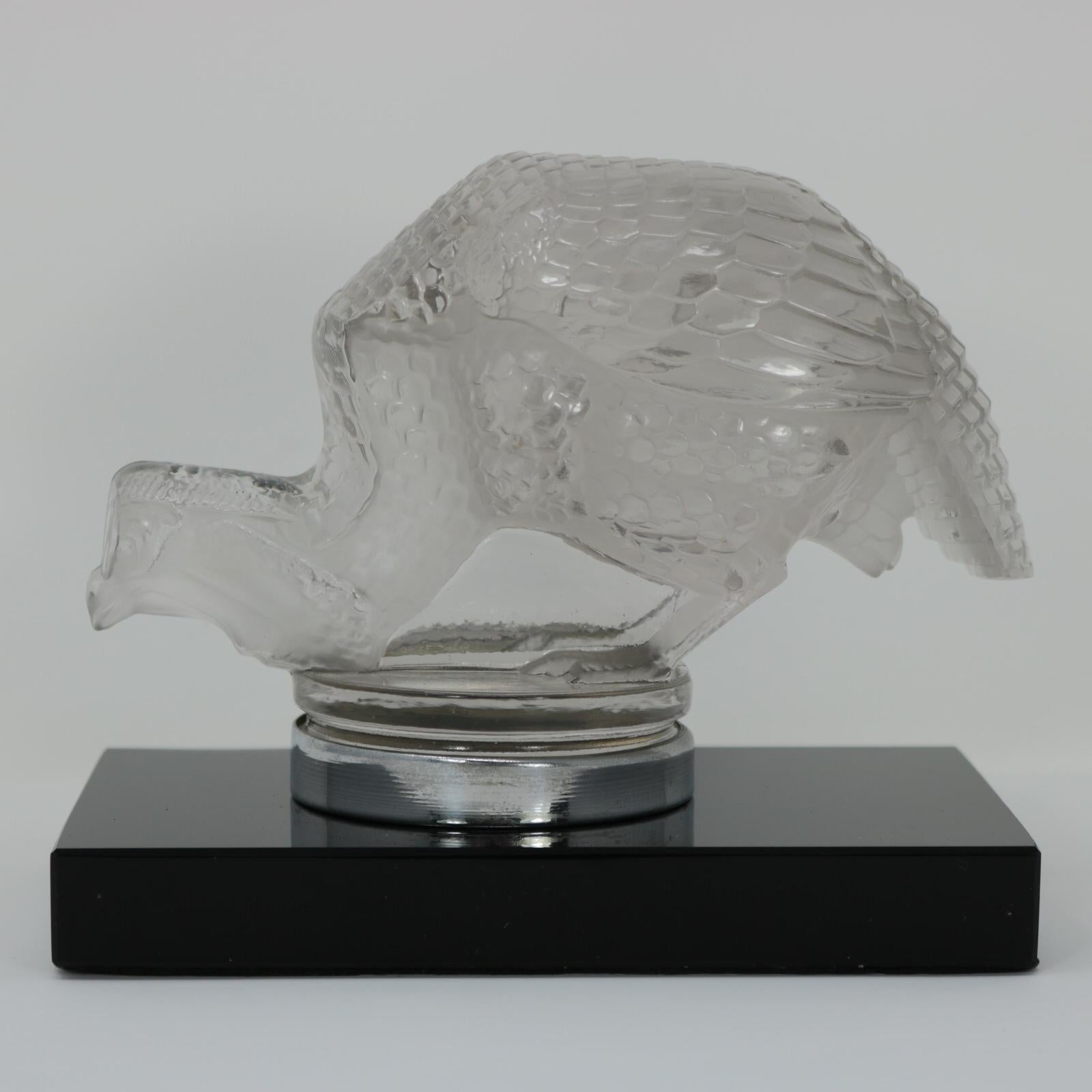 French René Lalique Glass 'Pintade' Guinea Fowl Car Mascot For Sale