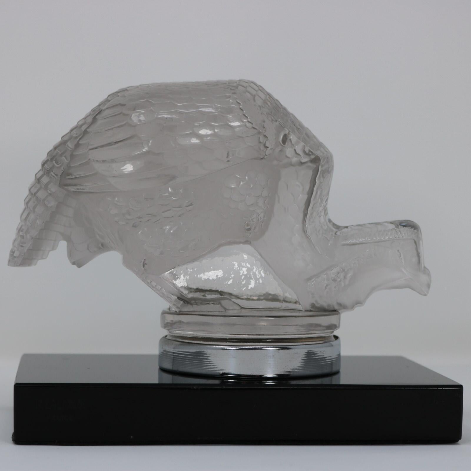 René Lalique Glass 'Pintade' Guinea Fowl Car Mascot For Sale 1