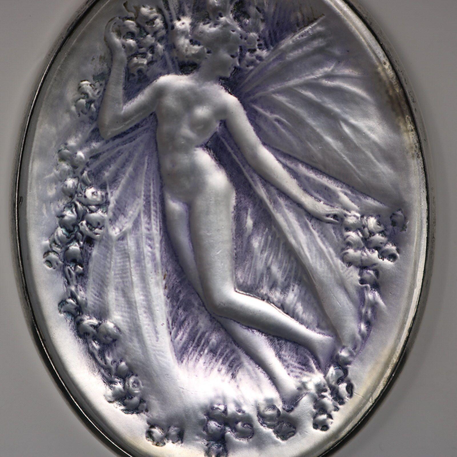 Rene Lalique Glas 'Psyche' Spiegel (Frühes 20. Jahrhundert) im Angebot