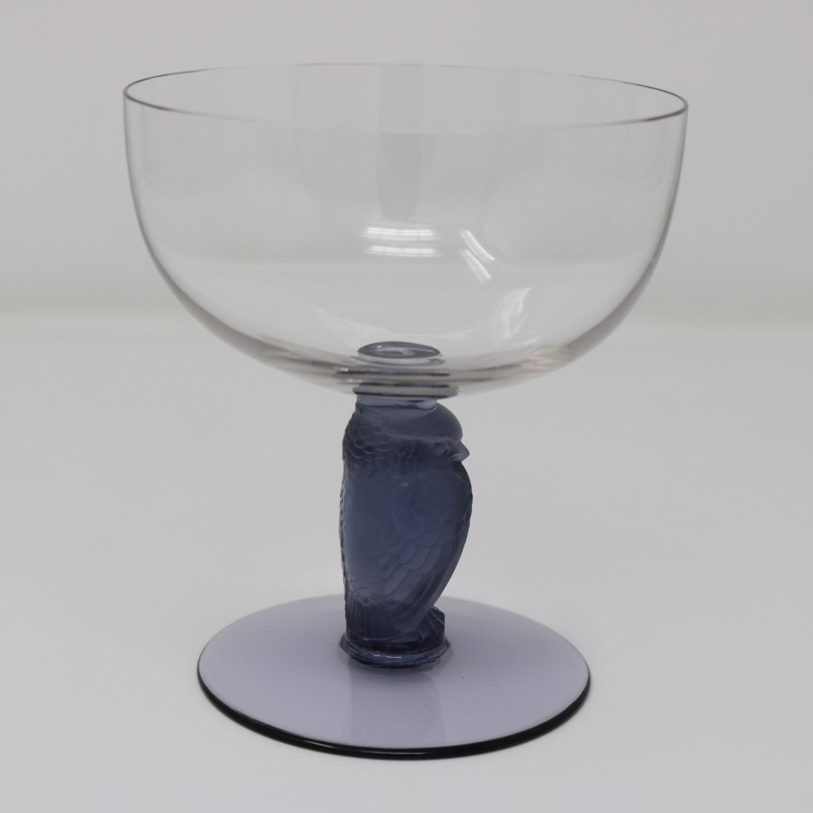 Rene Lalique Glass 'Rapace' Champagne Glass In Excellent Condition For Sale In Chelmsford, Essex