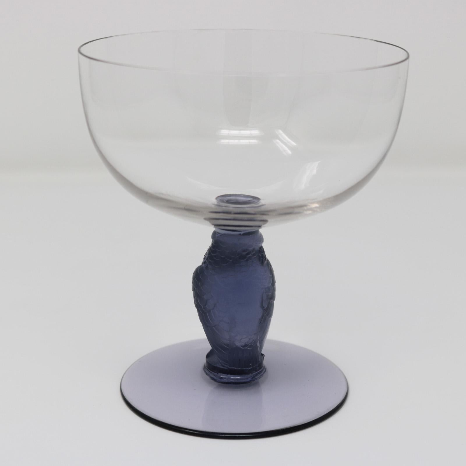 Early 20th Century Rene Lalique Glass 'Rapace' Champagne Glass For Sale