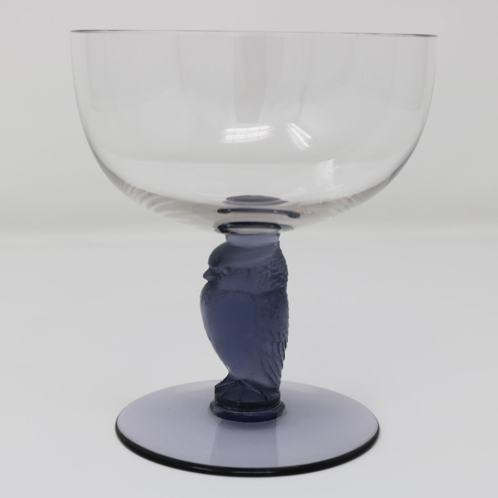 Rene Lalique Glass 'Rapace' Champagne Glass For Sale 1