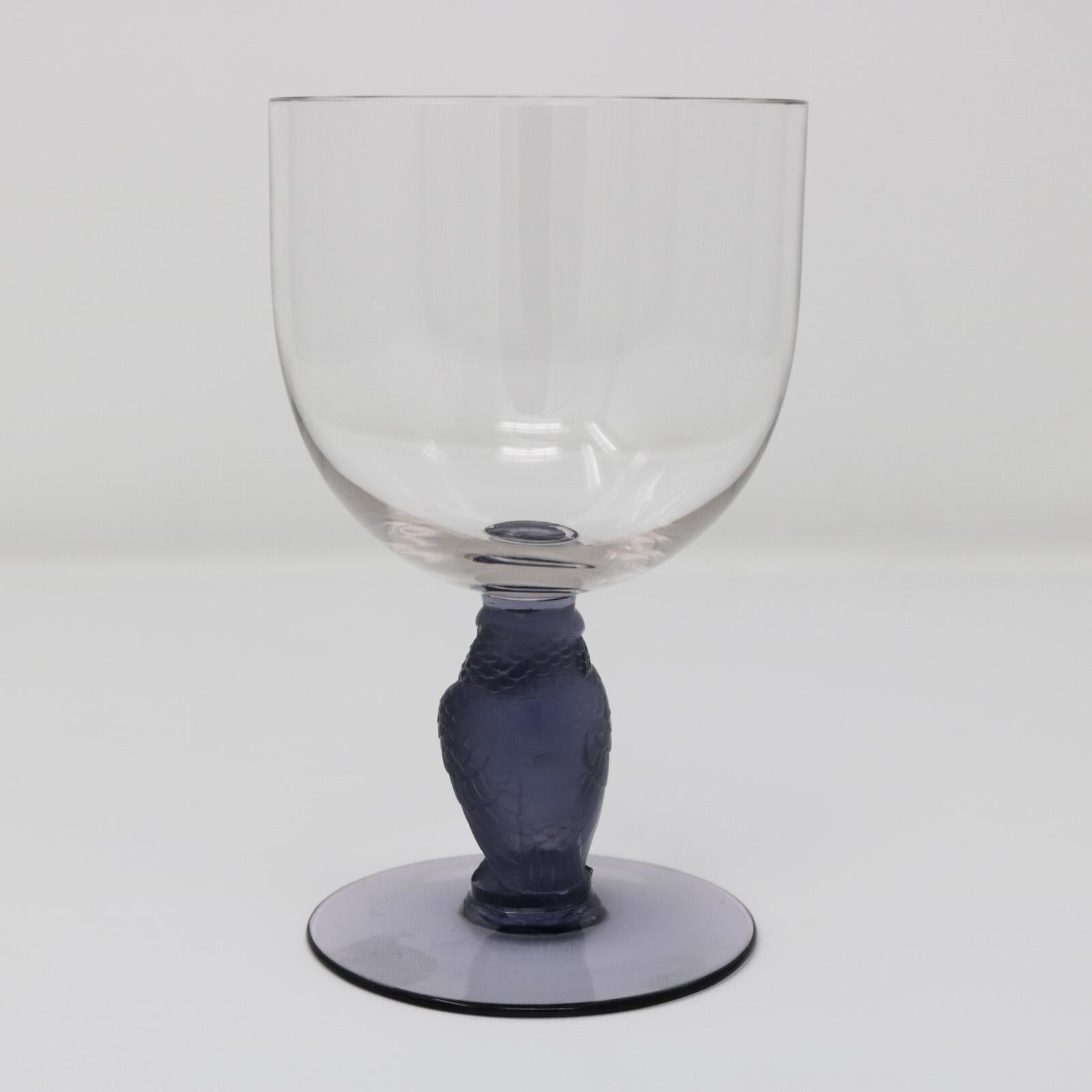 Art Deco Rene Lalique Glass 'Rapace' Drinking Glass For Sale