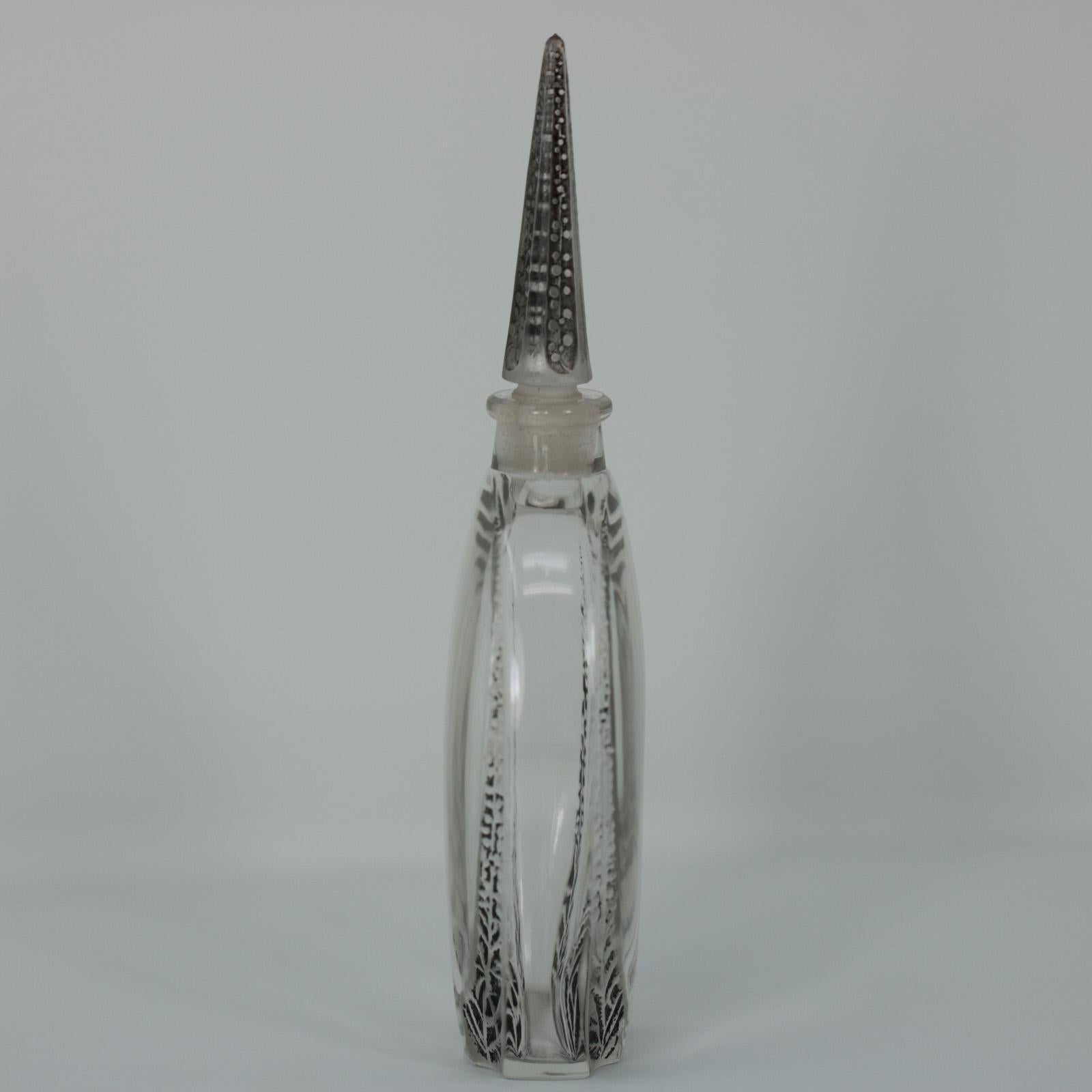 Art Deco René Lalique Glass Renaud Perfume Bottle For Sale