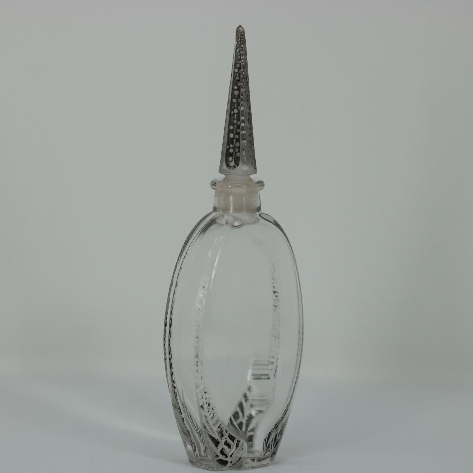 Pressed René Lalique Glass Renaud Perfume Bottle For Sale