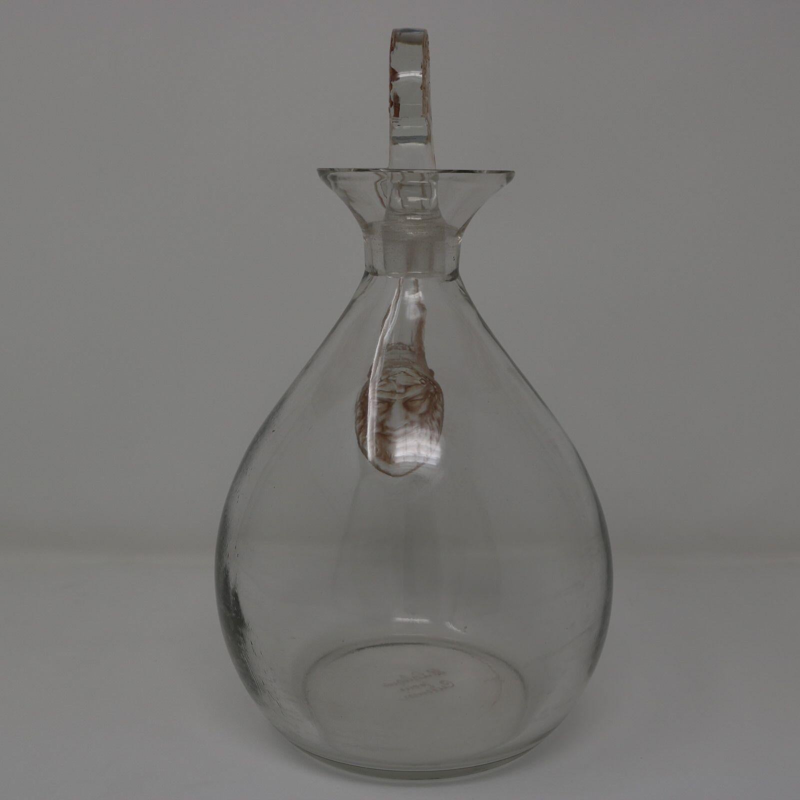 Early 20th Century René Lalique Glass Satyre Decanter For Sale