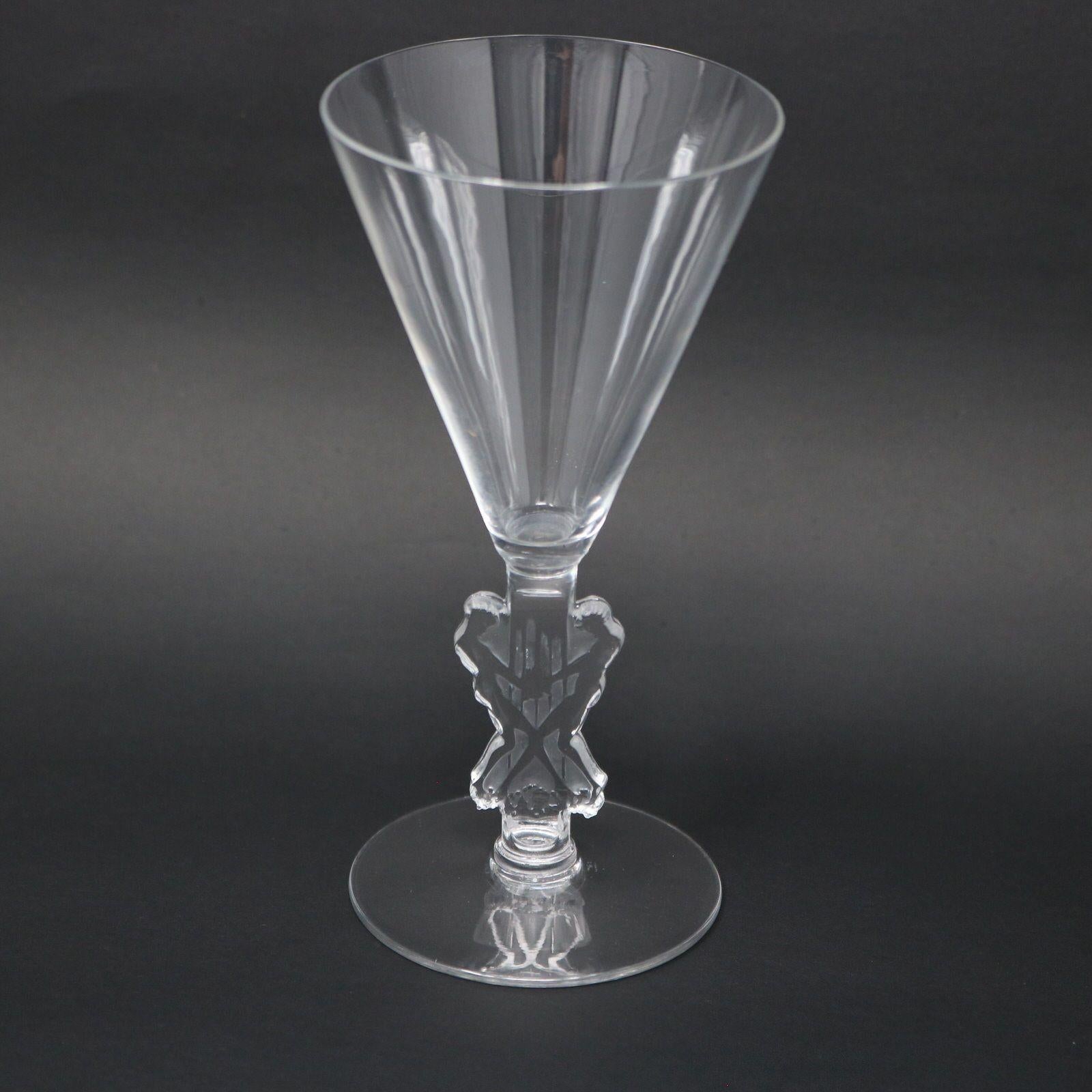 Rene Lalique Glass 'Strasbourg' Decanter with 2 Glasses 4