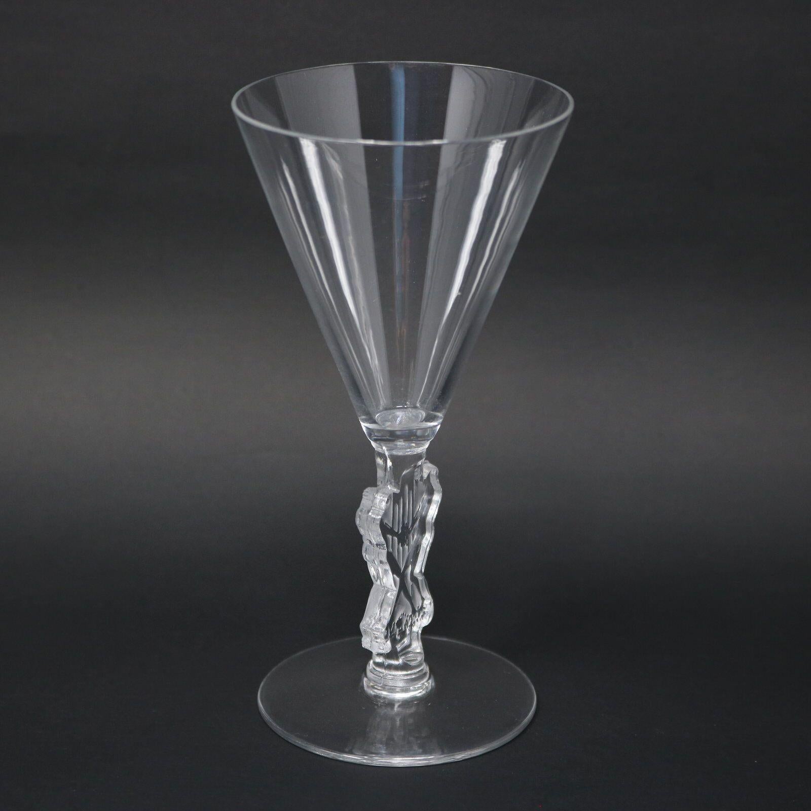 Rene Lalique Glass 'Strasbourg' Decanter with 2 Glasses 5