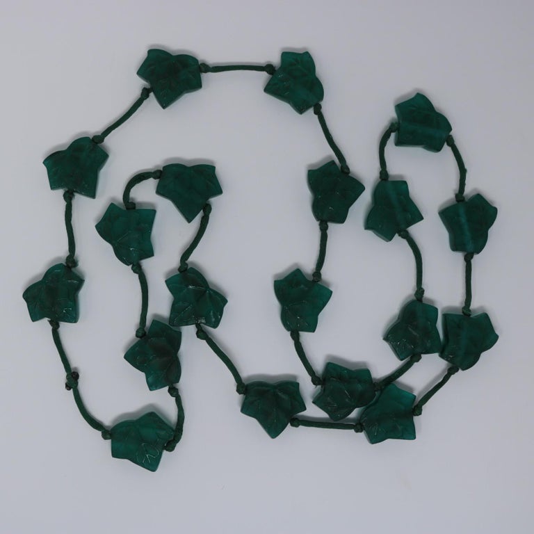 Rene Lalique Green Glass Feuilles De Lierre Necklace For Sale At 1stdibs