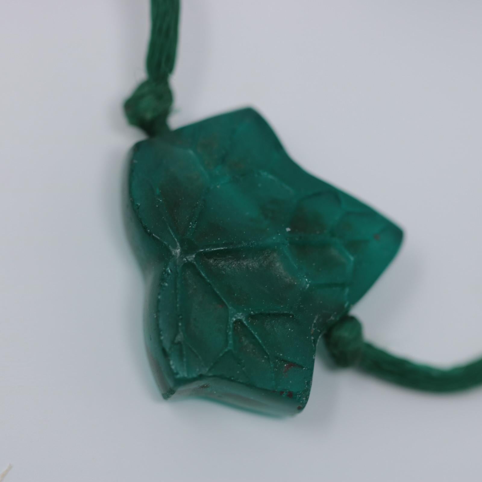 French Rene Lalique Green Glass 'Feuilles De Lierre' Necklace