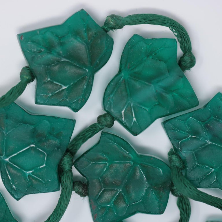 Rene Lalique Green Glass Feuilles De Lierre Necklace For Sale At 1stdibs