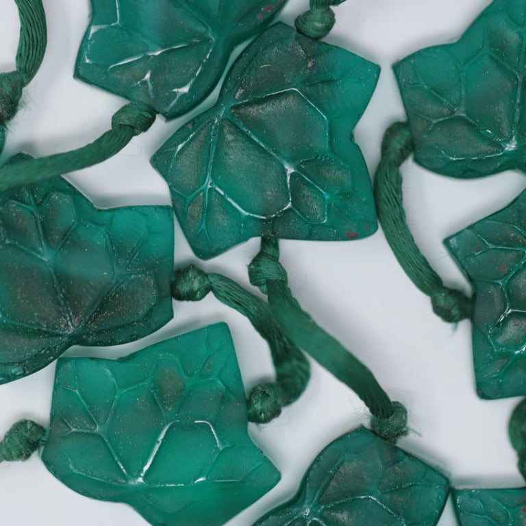 Rene Lalique Green Glass Feuilles De Lierre Necklace For Sale At 1stdibs
