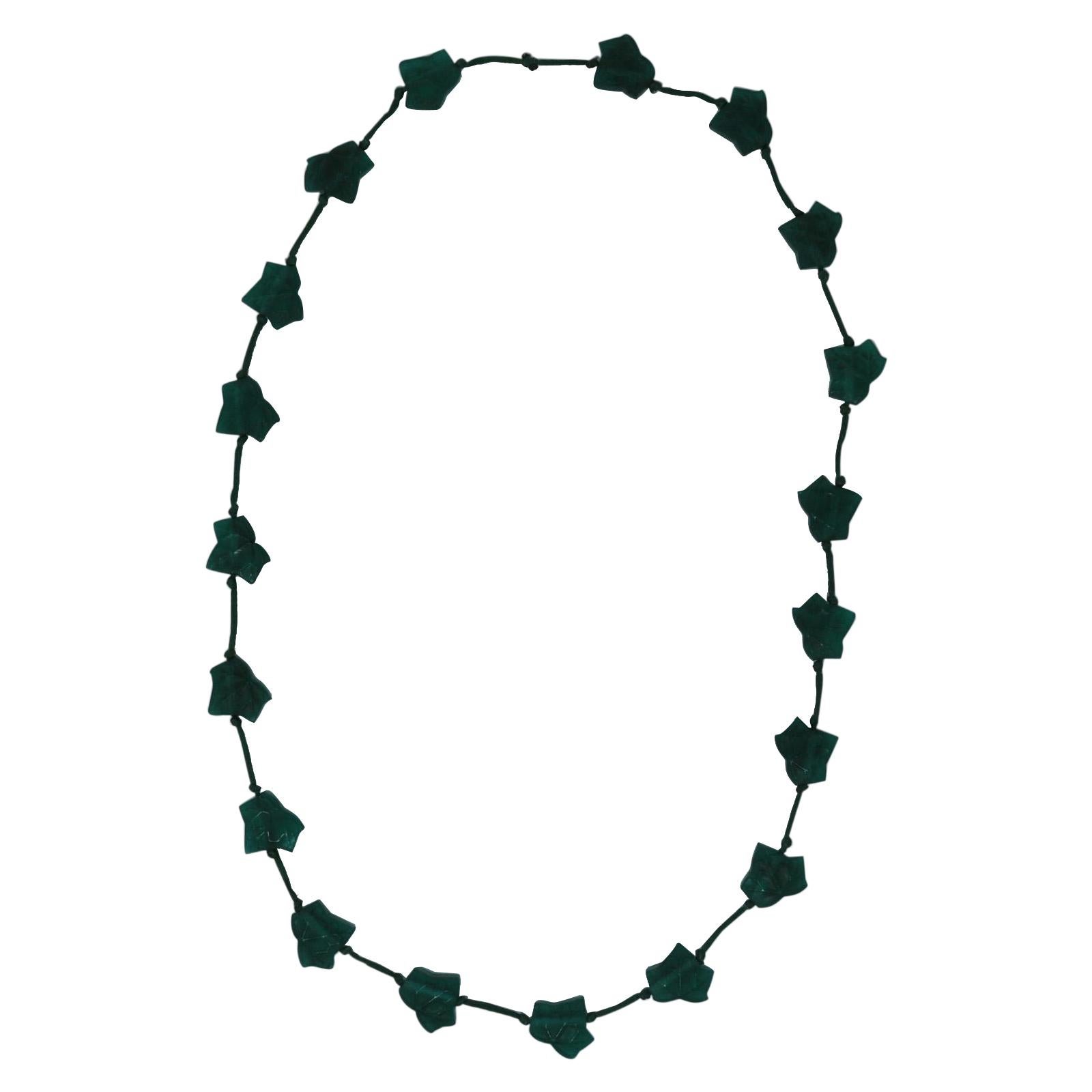 Rene Lalique Green Glass 'Feuilles De Lierre' Necklace