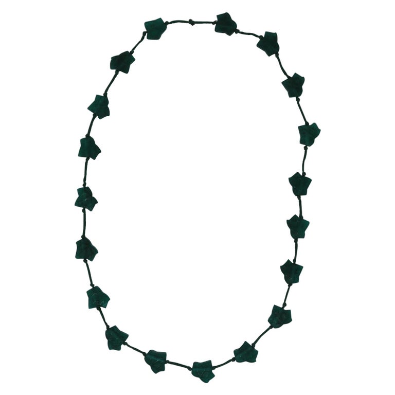Rene Lalique Green Glass Feuilles De Lierre Necklace For Sale At 1stdibs