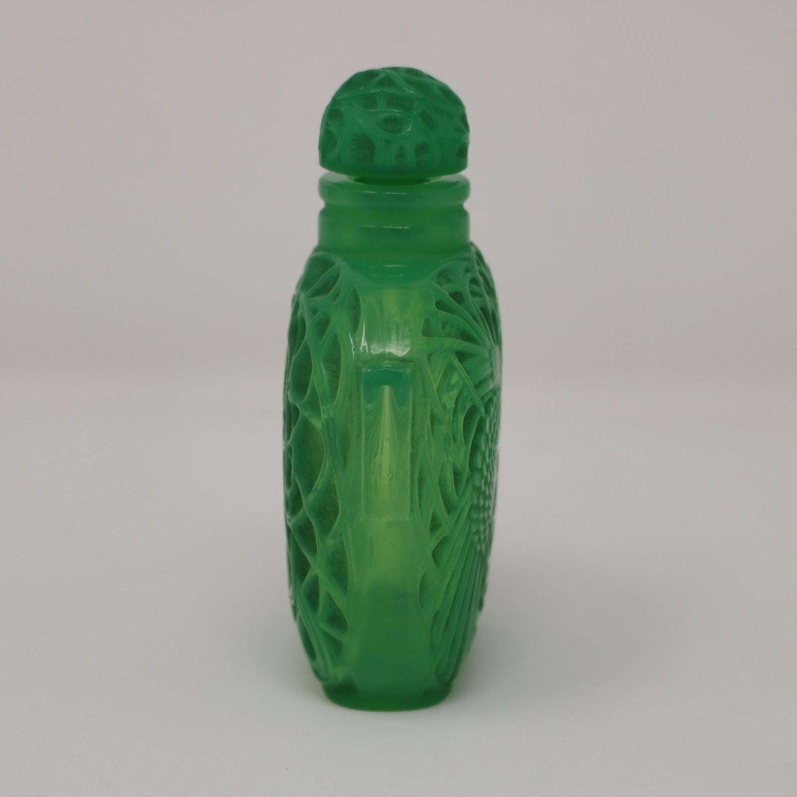 English Rene Lalique Green Glass 'Le Jade' Perfume Bottle