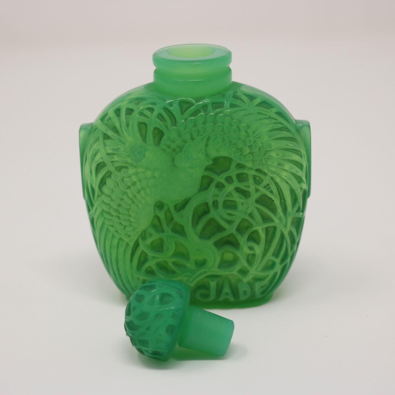 Early 20th Century Rene Lalique Green Glass 'Le Jade' Perfume Bottle