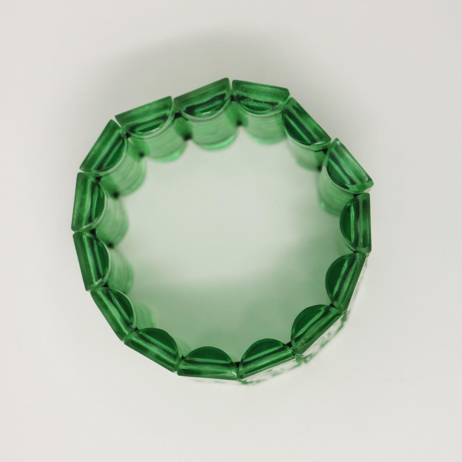 Early 20th Century Rene Lalique Green Glass 'Muguet Haut' Bracelet For Sale