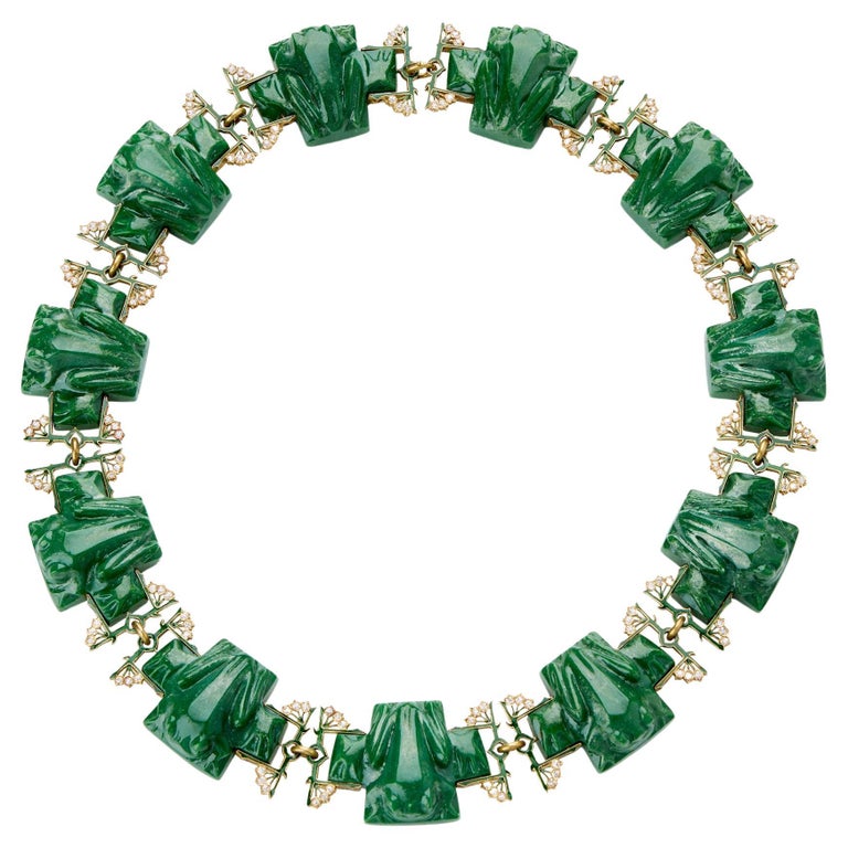 René Lalique Grenouille Necklace, 1902–03, offered by Macklowe Gallery