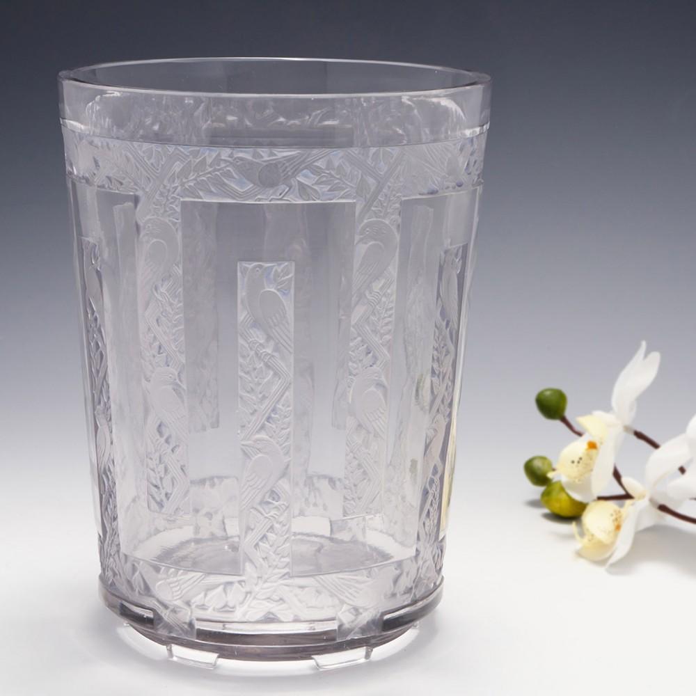 Crystal Rene Lalique Grimpereaux Vase, Designed, 1926 For Sale