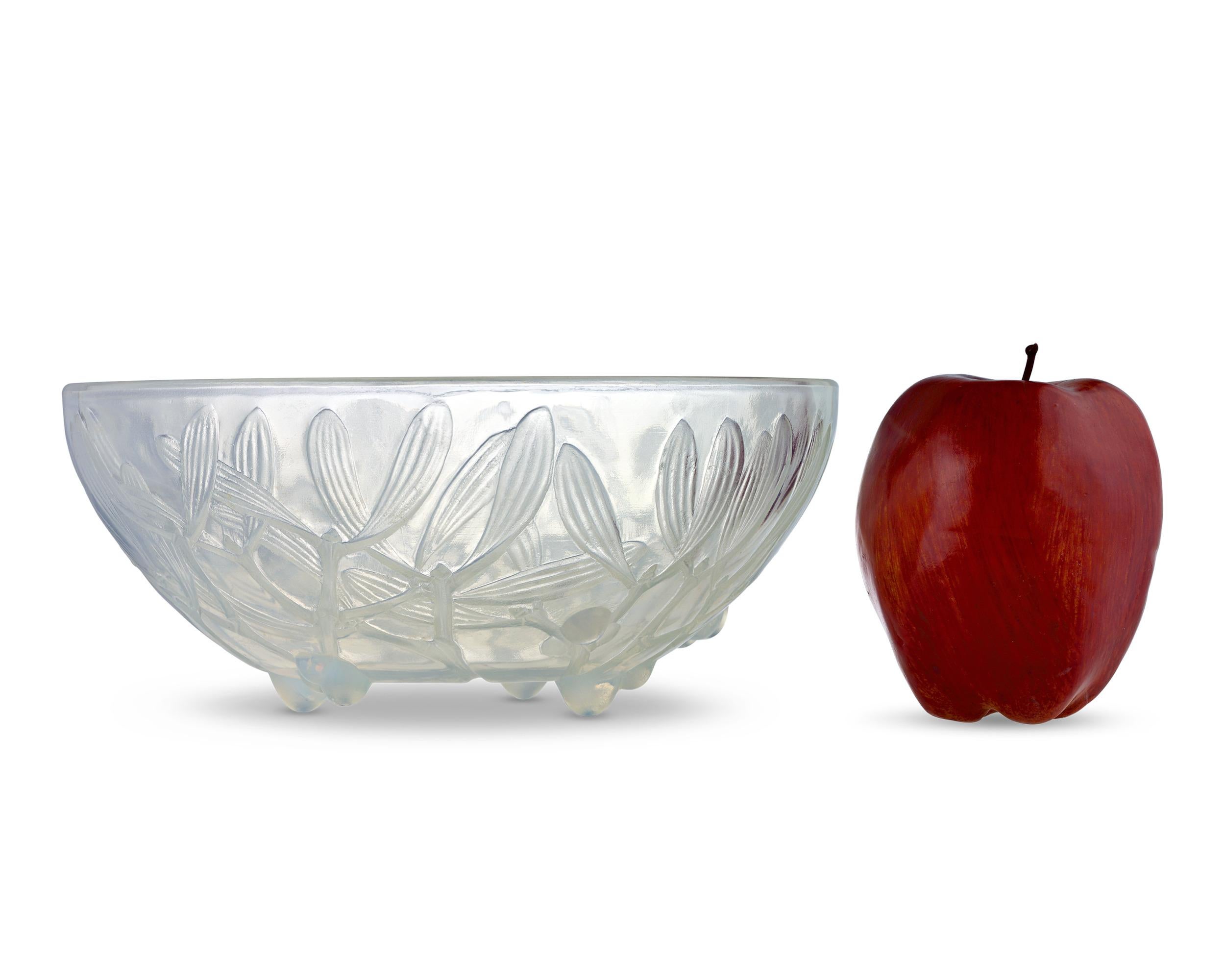 Molded René Lalique Gui Opalescent Glass Bowl For Sale