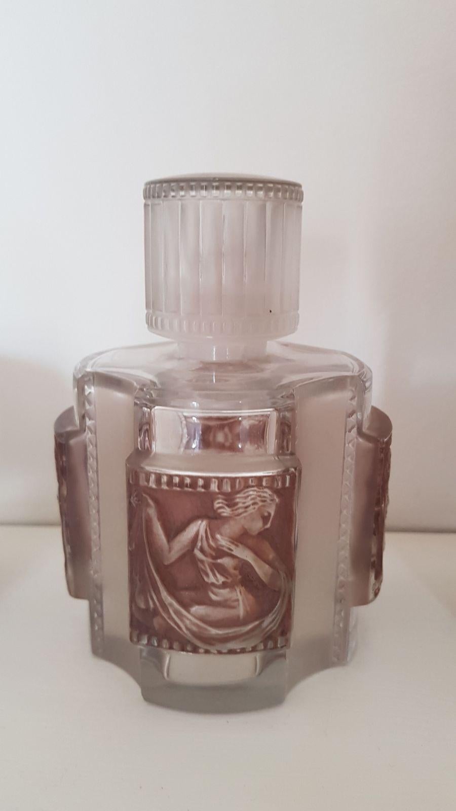 French Ren�é Lalique Helene Complete Vanity Set Clear and Stained Glass, 1942