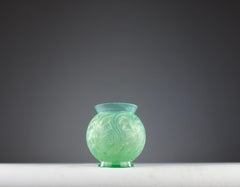 Rene Lalique, Jade Green "Bresse" Rooster Vase, France 1931 Art Deco