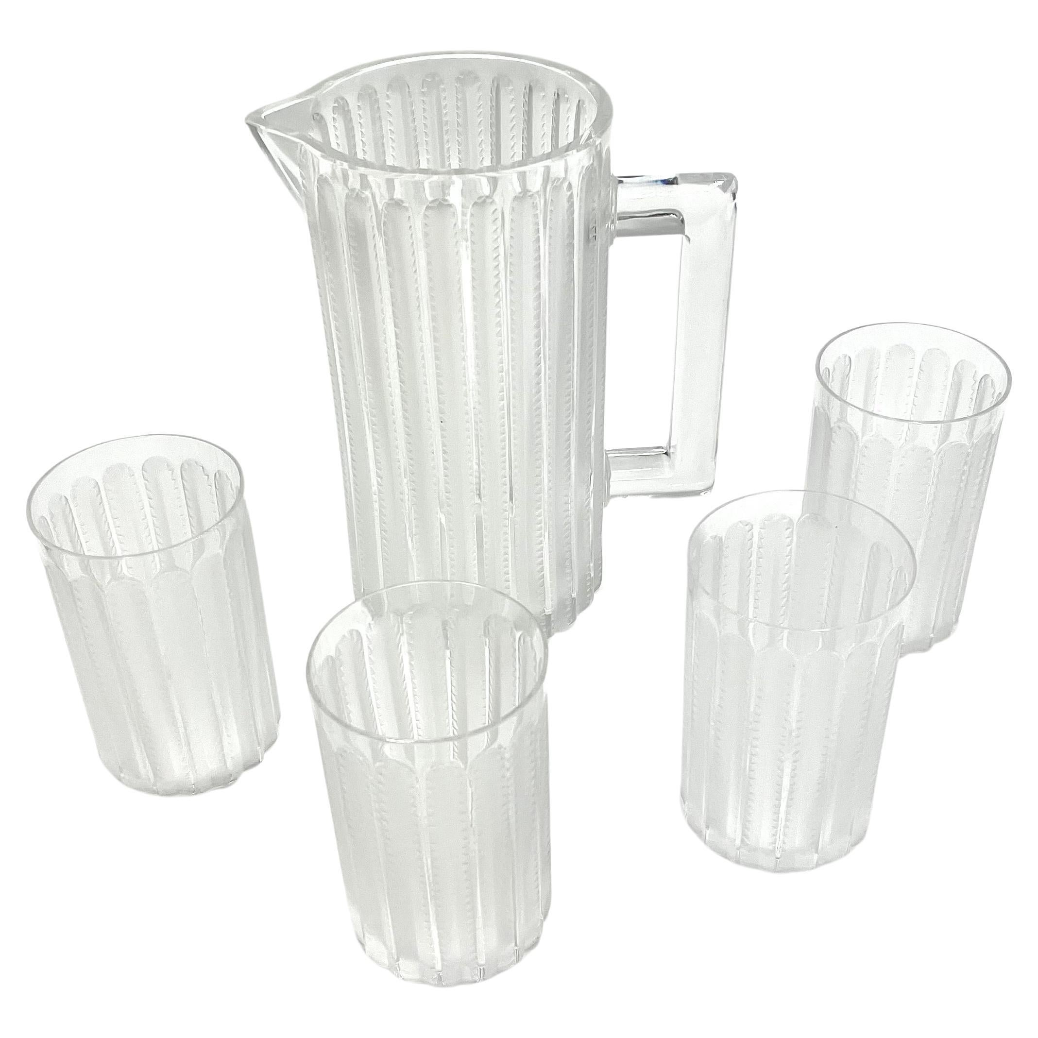 René Lalique "Jaffa" Lemonade Service, Pitcher and Four Glasses