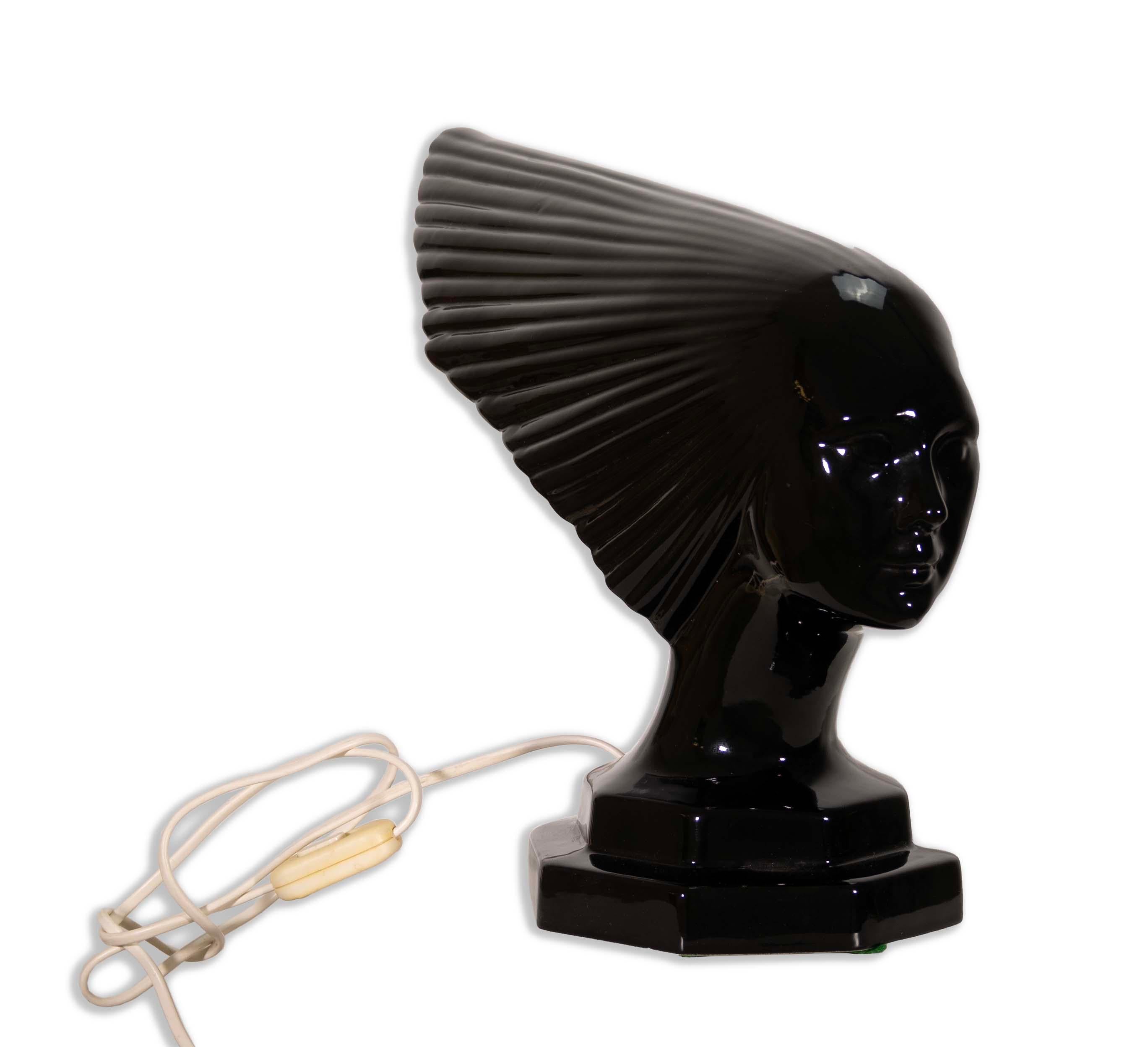Unknown Rene Lalique Lady Victory Acrylic Art Deco Female Figural Sculptural Table Lamp