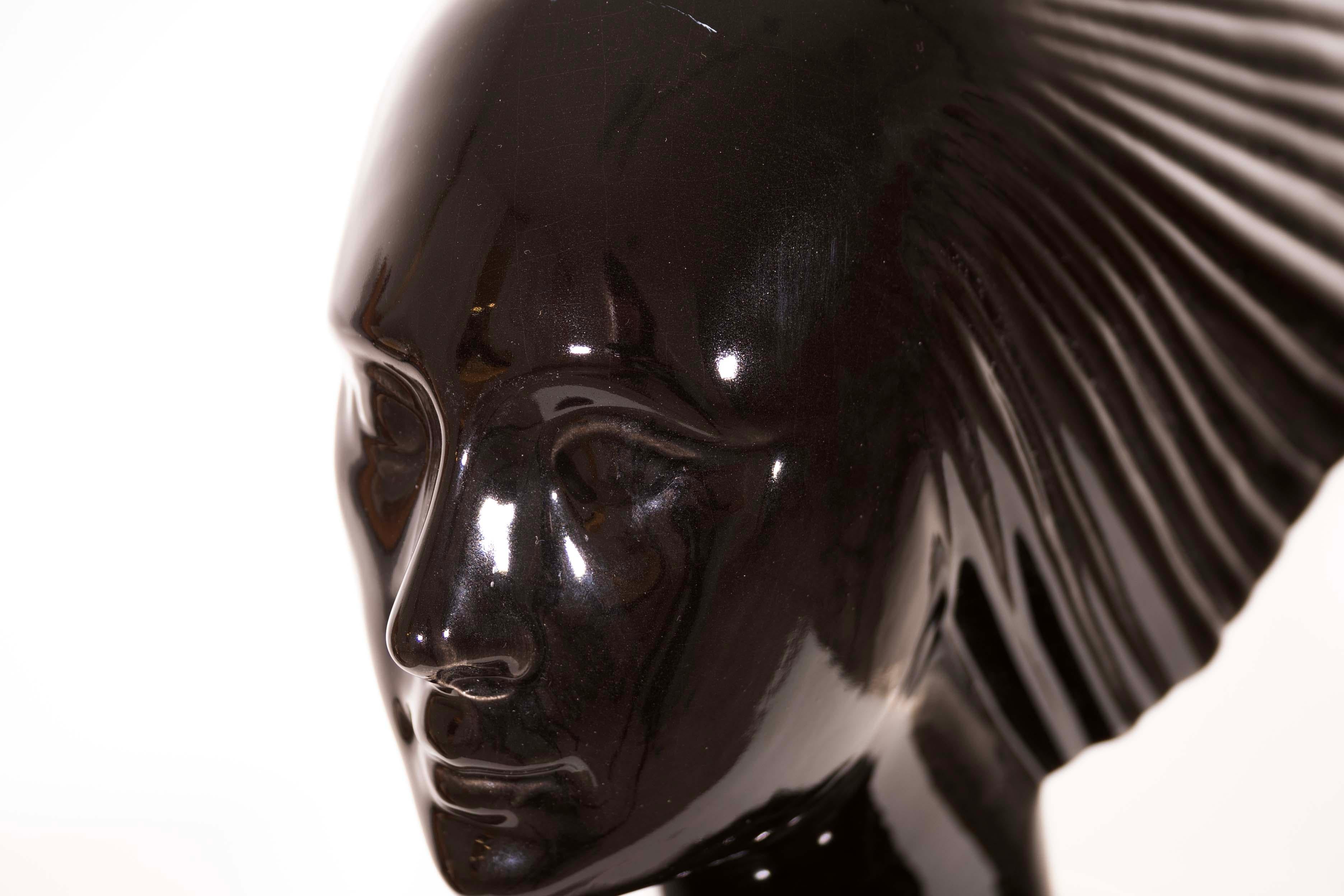 20th Century Rene Lalique Lady Victory Acrylic Art Deco Female Figural Sculptural Table Lamp