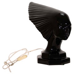 Rene Lalique Lady Victory Acrylic Art Deco Female Figural Sculptural Table Lamp