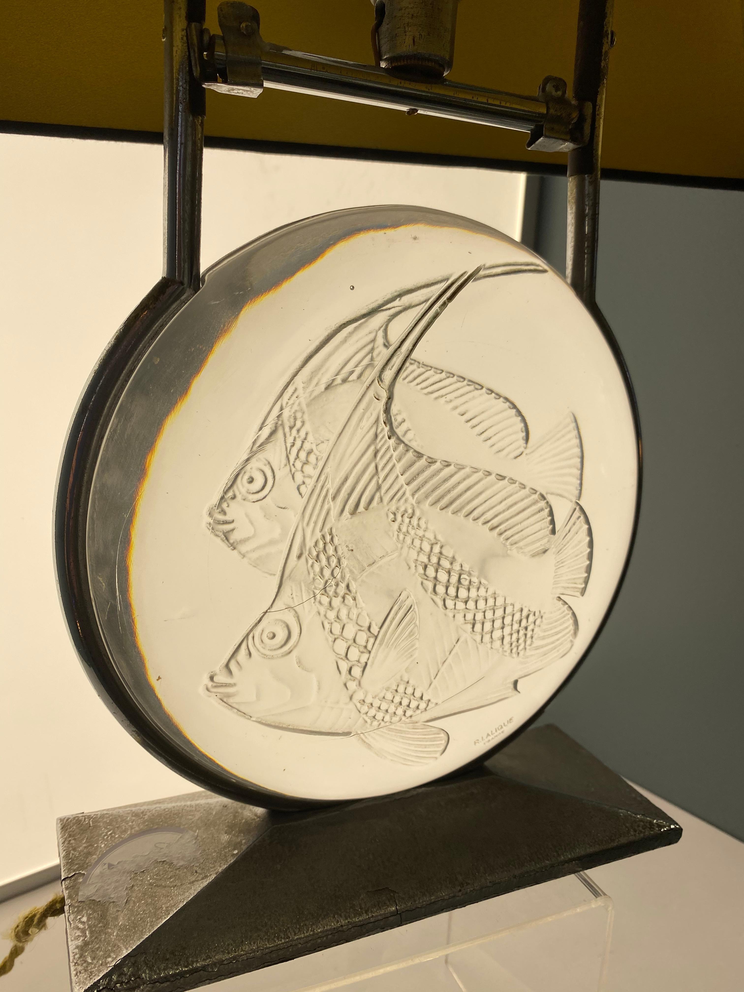 Mid-20th Century Rene Lalique Lamp Poissons For Sale