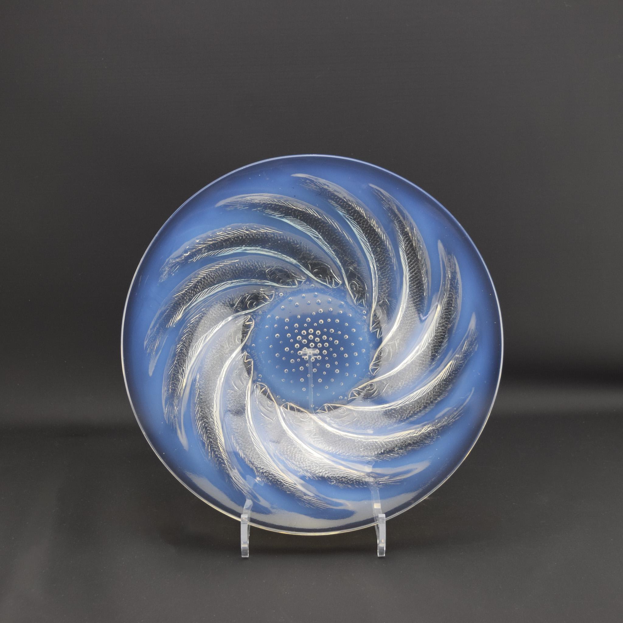 Art Déco Rene Lalique Grande ciotola Poissons opalescente C1931 in vendita
