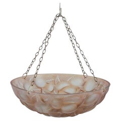 René Lalique "Lausanne" Pendant lamp in clear and smoked art glass.