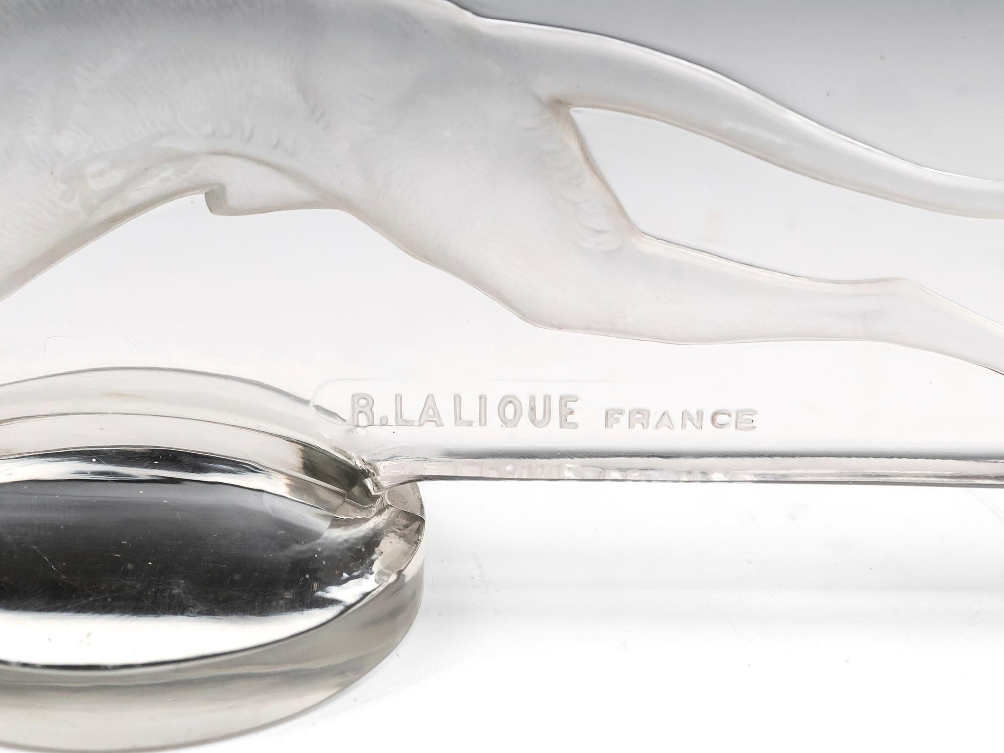 Glass René Lalique Levrier / Greyhound Car Mascot For Sale