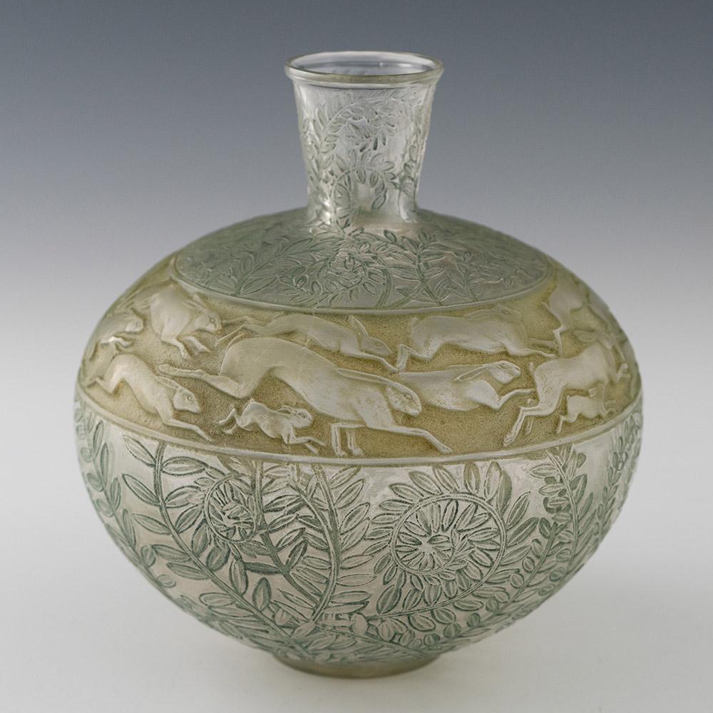 Vetro artistico Vaso Lalique Lievres disegnato nel 1923 - Marcilhac 942 in vendita