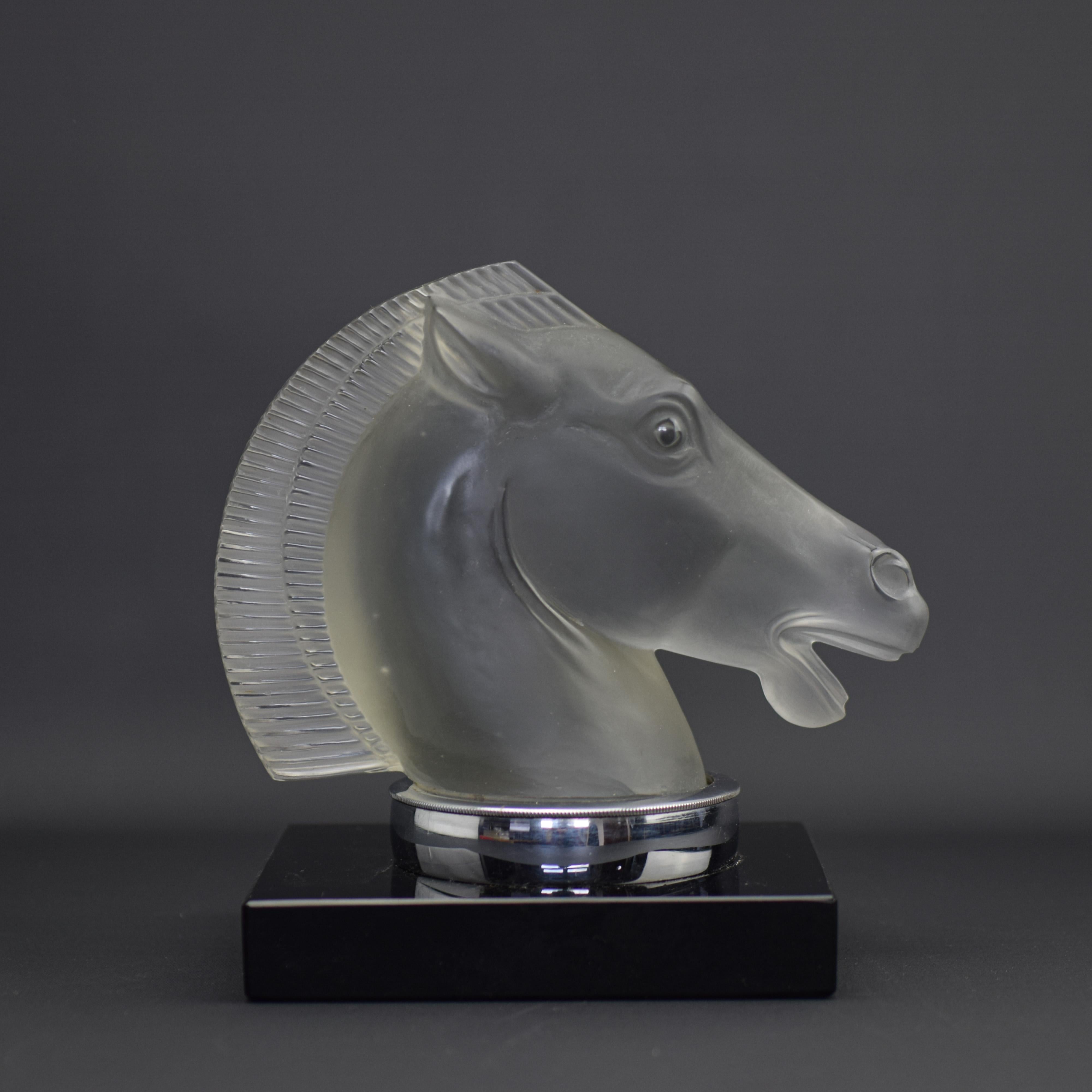 Molded Rene Lalique Longchamps A Car mascot 1929 For Sale