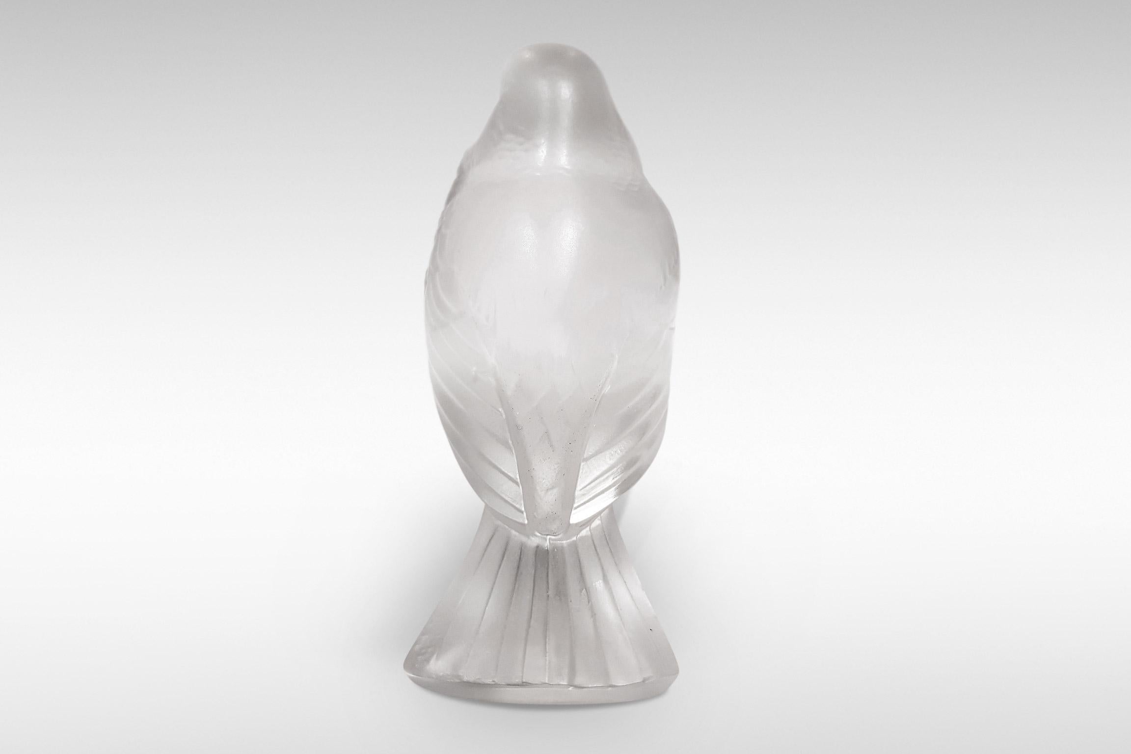 Glass Rene Lalique 'Moineau au Fier' Art Deco Figure For Sale