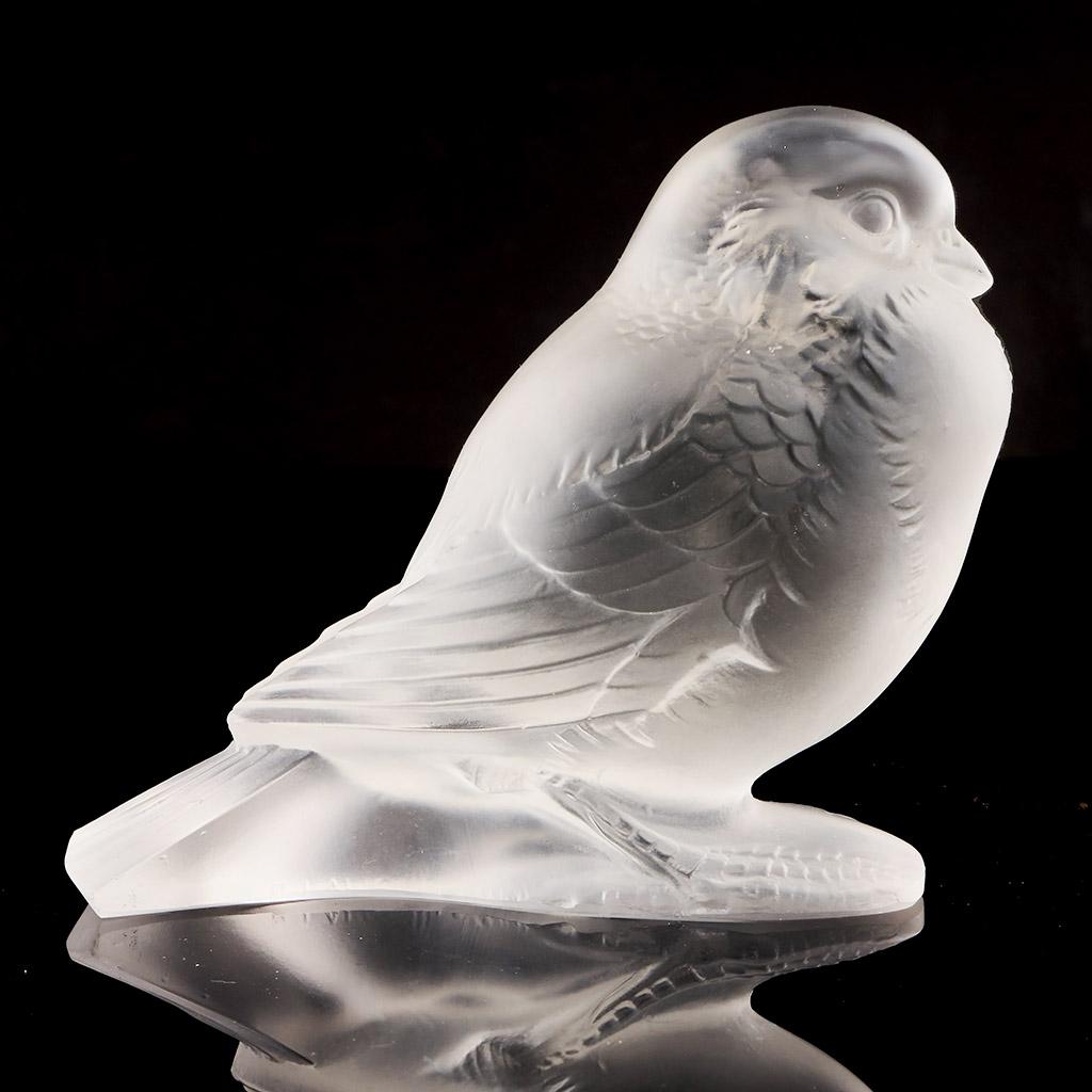 French Rene Lalique Moineau Fier Glass Paperweight