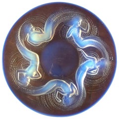 Retro René Lalique Molded Opalescent Glass "Calypso" Dish