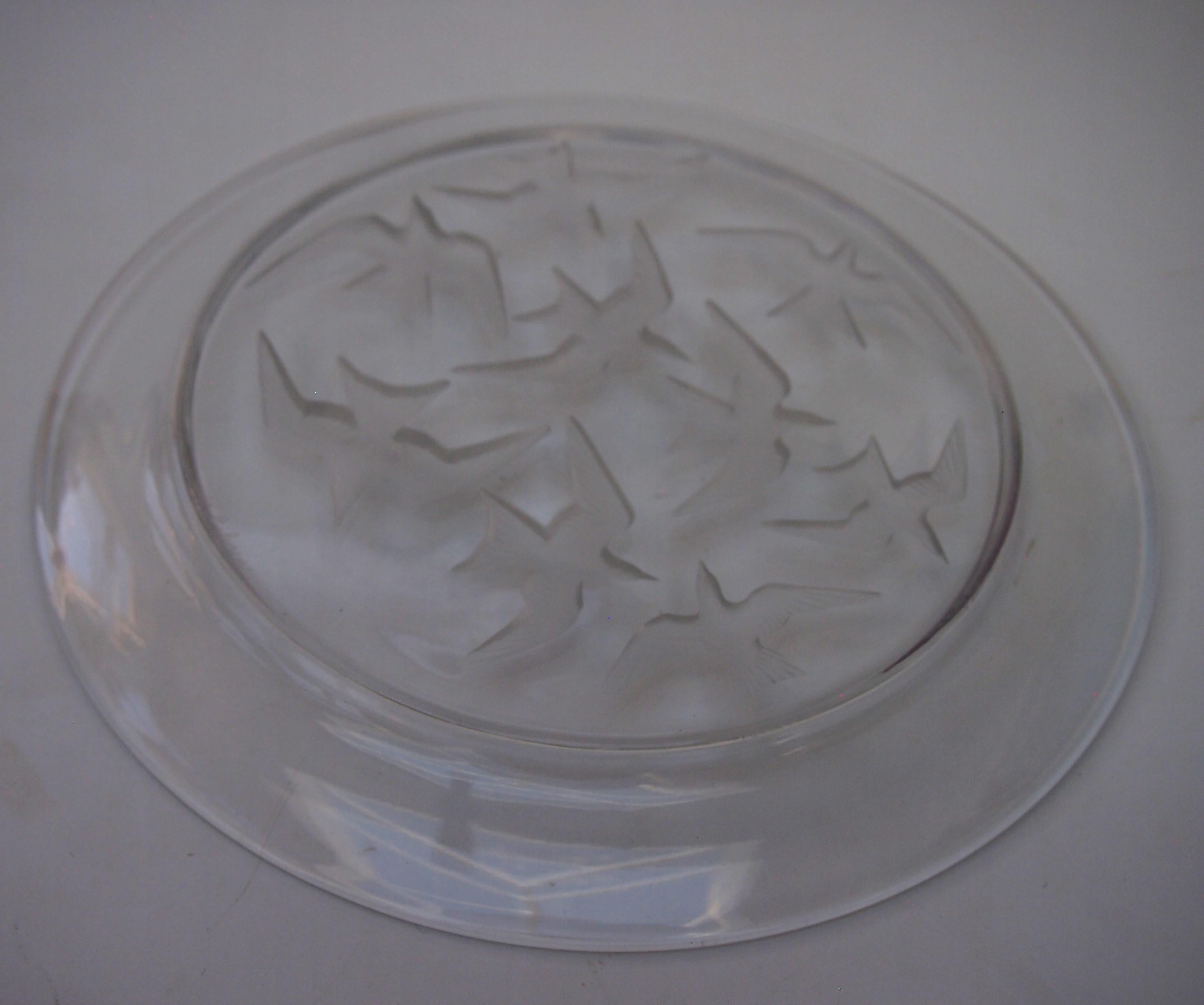 Mid-20th Century Rene Lalique Mouettes Plate Exclusively Made for King George VI with Press Photo For Sale