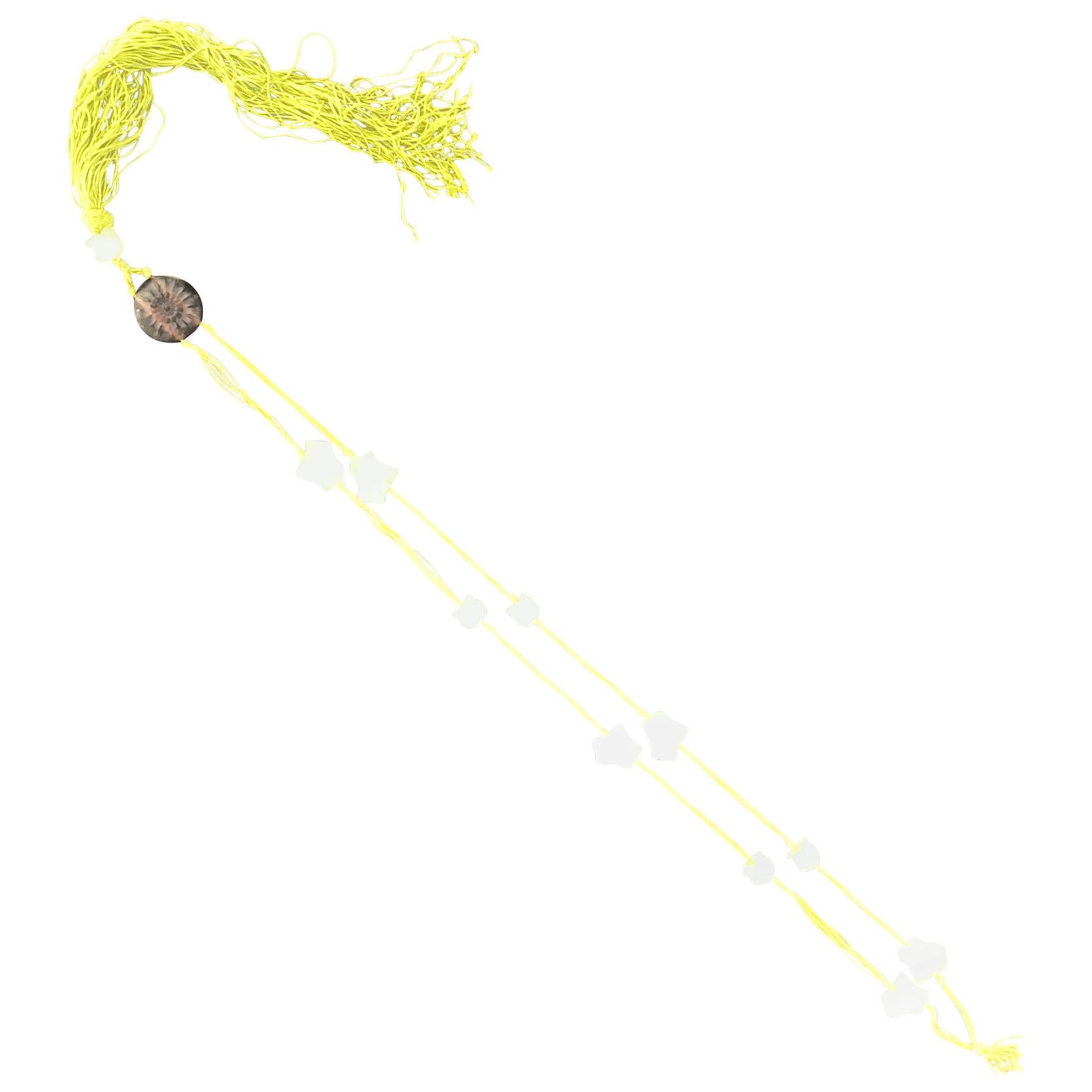 Rene Lalique Muguet Lierre and Marguerite Necklace Peppermint and Amethyst Glass For Sale